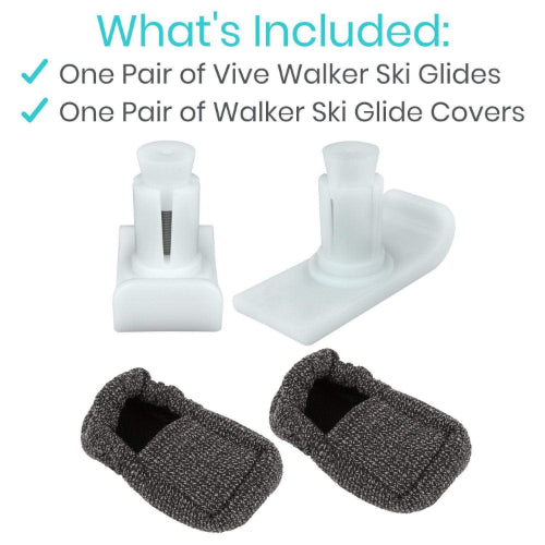 Vive Health Walker Ski Glides with Covers, 1 Pair