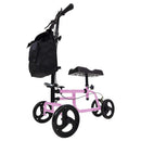 Vive Health Knee Walker Scooter, Foldable with Adjustable Handle and 350 lbs Capacity, Pink