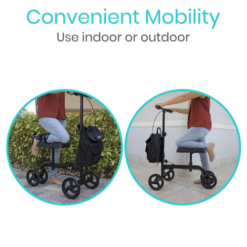 Vive Health Knee Walker Foldable With Cushion, Black