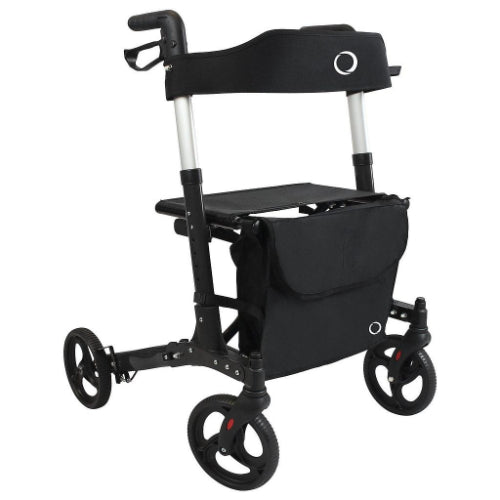 Vive Health Rollator Walker Foldable With Storage Bag, Black