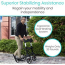 Vive Health Rollator Walker Foldable With Storage Bag, Black, Pack of 2