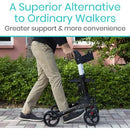 Vive Health Rollator Walker Foldable With Storage Bag, Black, Pack of 2