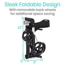 Vive Health Rollator Walker Foldable With Storage Bag, Black, Pack of 2
