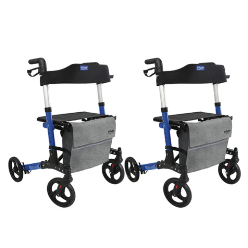 Vive Health Rollator Walker, Foldable, Adjustable, Storage Bag, Blue