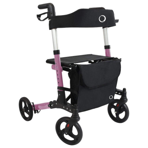 Vive Health Rollator Walker, Foldable, Adjustable, Storage Bag, Pink