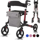 Vive Health Rollator Walker, Foldable Design with Storage Bag, Lightweight Mobility Aid, Red