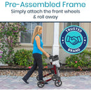 Vive Health Rollator Walker, Foldable Design with Storage Bag, Lightweight Mobility Aid, Red