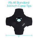 Vive Health Standing Quad Cane Tip, Non-Slip Rubber Replacement for 0.75 Inch Canes, Black