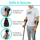 Vive Health Forearm Crutches, Lightweight Aluminum, Adjustable with Ergonomic Arm Cuffs, Black Pair