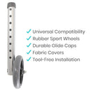 Vive Health 5-Inch Universal Walker Wheels with Ski Glides, Non-Marking Rubber, Gray Pair