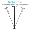 Vive Health LED Folding Cane with Adjustable Height, Quad Base and Pivoting Tip, Black