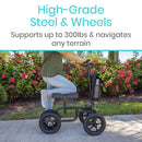 Vive Health All Terrain Knee Walker with Foldable Steel Frame and Adjustable Handle, Black