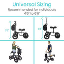 Vive Health All Terrain Knee Walker with Foldable Steel Frame and Adjustable Handle, Black