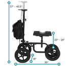 Vive Health All Terrain Knee Walker with Foldable Steel Frame and Adjustable Handle, Black