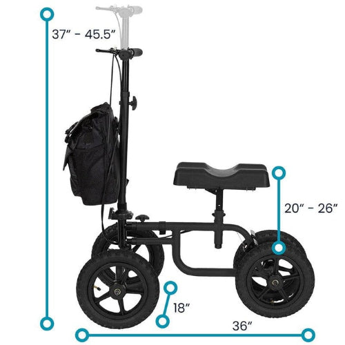 Vive Health All Terrain Knee Walker, Black