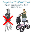 Vive Health All Terrain Knee Walker with Foldable Steel Frame and Adjustable Handle, Red