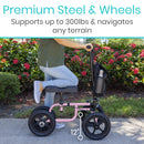 Vive Health All Terrain Knee Walker with Foldable Steel Frame and Adjustable Handle, Red