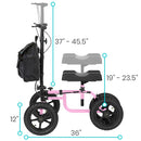 Vive Health All Terrain Knee Walker with Foldable Steel Frame and Adjustable Handle, Red