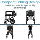 Vive Health Transport Wheelchair with Adjustable Footrests, Black