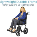 Vive Health Transport Wheelchair with Adjustable Footrests, Black