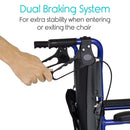 Vive Health Aluminum Transport Wheelchair, Folds Flat with 300 lbs Capacity, Blue, 19 Inch Seat