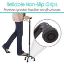 Vive Health Carbon Fiber Quad Cane, Adjustable Height, Self-Standing Base for Support and Stability