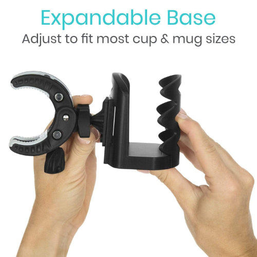 Vive Health Clip On Cup Holder, Non-slip Clamp, Expandable 3 Inch Base
