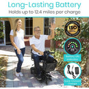 Vive Health 3 Wheel Mobility Scooter, 12.4 Mile Range with Flat-Free Tires and 265 lbs Capacity, Black