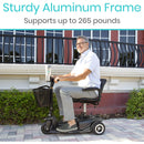 Vive Health 3 Wheel Mobility Scooter, 12.4 Mile Range with Flat-Free Tires and 265 lbs Capacity, Black