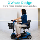 Vive Health 3 Wheel Mobility Scooter, 12.4 Mile Range with Flat-Free Tires and 265 lbs Capacity, Blue