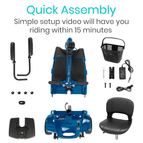 Vive Health 3 Wheel Mobility Scooter, Blue