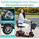 Vive Health 3 Wheel Mobility Scooter, 12.4 Mile Range with Flat-Free Tires and 265 lbs Capacity, Red