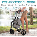 Vive Health 3 Wheel Aluminum Rollator Walker with Foldable Frame and Storage Bag, Black