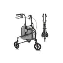 Vive Health 3 Wheel Aluminum Rollator Walker with Foldable Frame and Storage Bag, Black