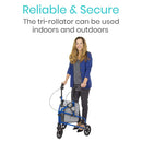 Vive Health 3-Wheel Rollator Walker, Foldable Lightweight Design with Adjustable Handlebar, Blue