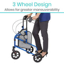 Vive Health Lightweight Three Wheel Foldable Rollator with Adjustable Handles and Bag, Purple