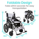 Vive Health Compact Electric Power Wheelchair, Lightweight Folding Aluminum Frame with Joystick