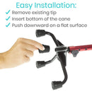 Vive Health Quad Cane Replacement Tips, Black