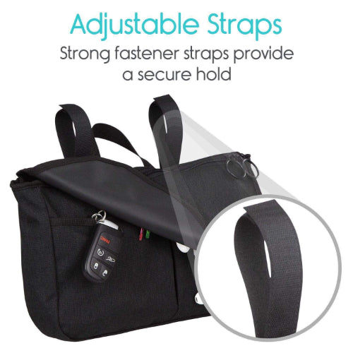 Vive Health Mobility Side Bag, Zippered with Flap, Black