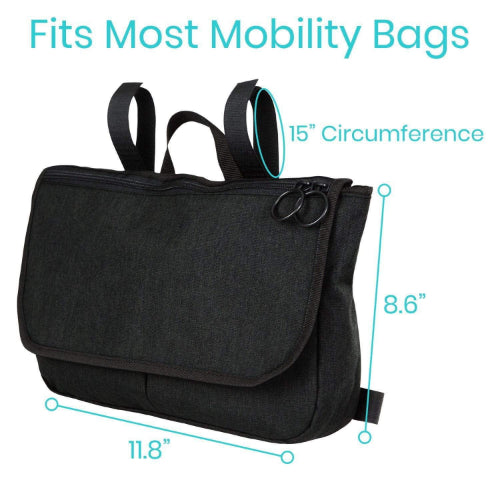Vive Health Mobility Side Bag, Zippered with Flap, Black