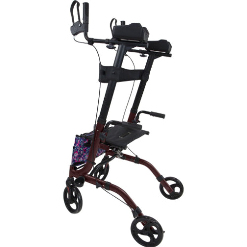 Vive Health Upright Rollator Walker, Foldable Mobility Aid with Padded Transport Seat, Black