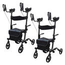 Vive Health Upright Walker Compact and Foldable with Seat, Armrests and Shoulder Bag, Black Pack of 2