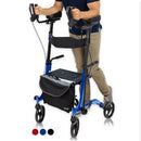 Vive Health Upright Walker Rollator, Folding Aluminum Frame, Adjustable Height and 300 lb Capacity, Blue