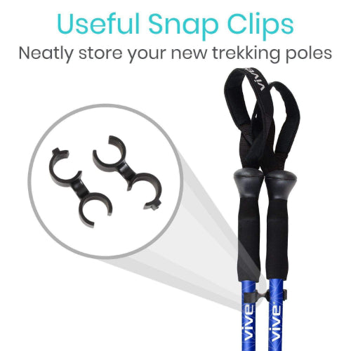 Vive Health Trekking Poles, 27.75"-57.5", Aluminum, 8 Tips Set, One Pair, Blue Geometry