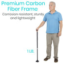 Vive Health Carbon Fiber Standing Cane with Quad Tip, Derby Grip, Black