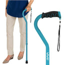 Vive Health Offset Cane – Teal, Foldable with ergonomic handle and adjustable height, Moovkart.