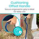 Vive Health Offset Bariatric Cane, Heavy-Duty Steel Support, Adjustable Height, Dark Blue