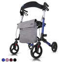 Vive Health Tall Foldable Rollator, 35-40 Inches, Blue with adjustable height and storage bag. Moovkart
