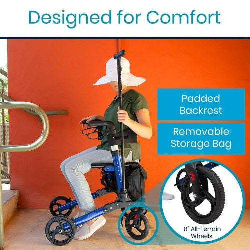 Vive Health Tall Foldable Rollator, 35-40 Inches, Blue
