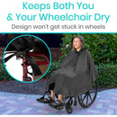 Vive Health Wheelchair Poncho, Full Coverage, Waterproof Nylon, Black